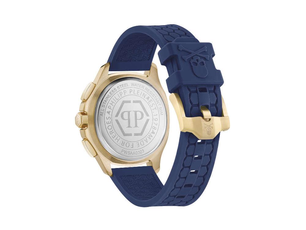 Montre à Quartz Philipp Plein 44 mm, PVD Or, Bleu, Verre minéral, PWSAA0323
