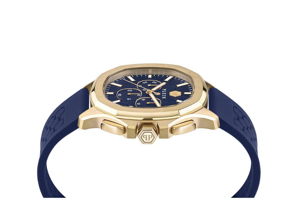 Montre à Quartz Philipp Plein 44 mm, PVD Or, Bleu, Verre minéral, PWSAA0323