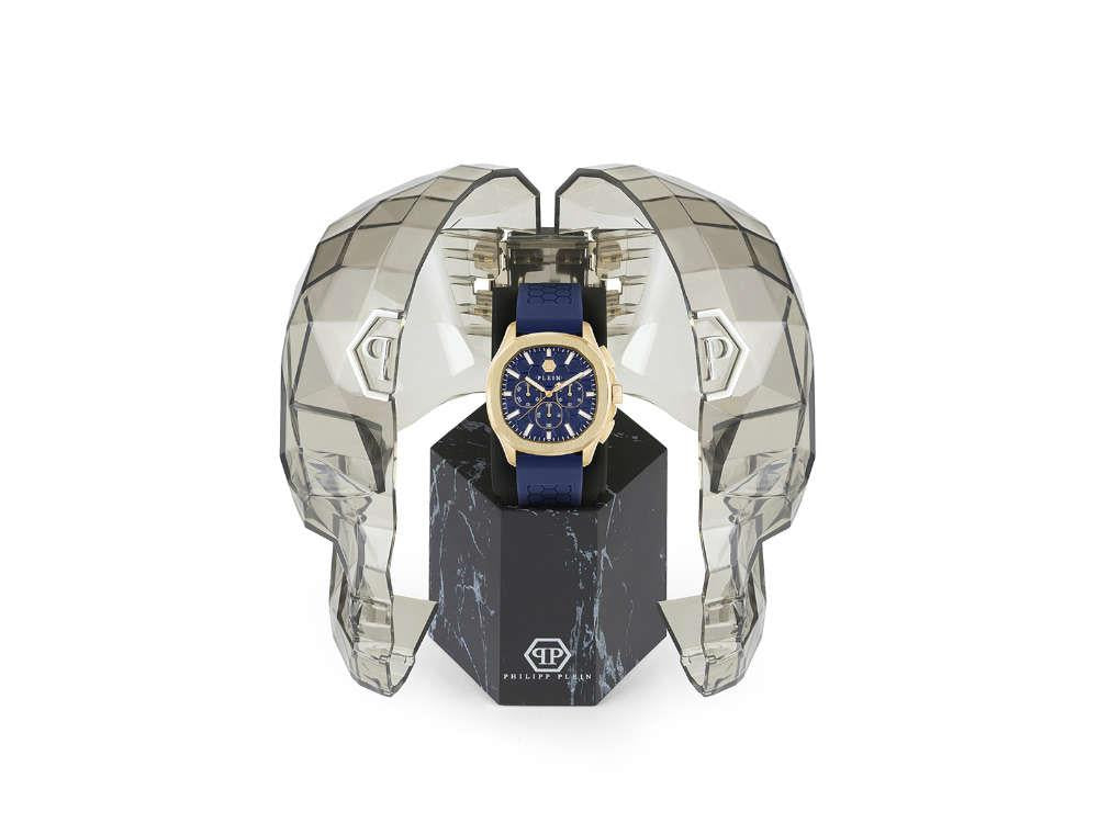 Montre à Quartz Philipp Plein 44 mm, PVD Or, Bleu, Verre minéral, PWSAA0323