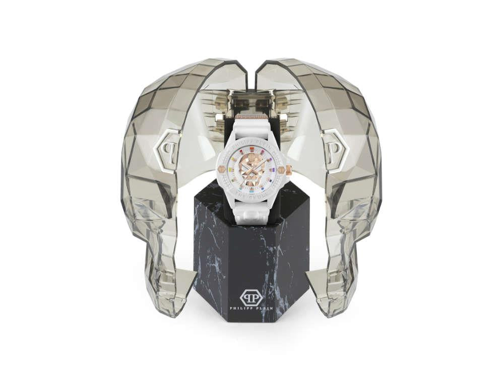 Montre à Quartz Philipp Plein The Skull Ecoceramic, Blanc, 44 mm, PWUBA0123