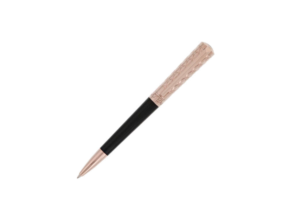 Stylo bille S.T. Dupont Liberté, Laque, PVD Or Rosé, Noir, 465601