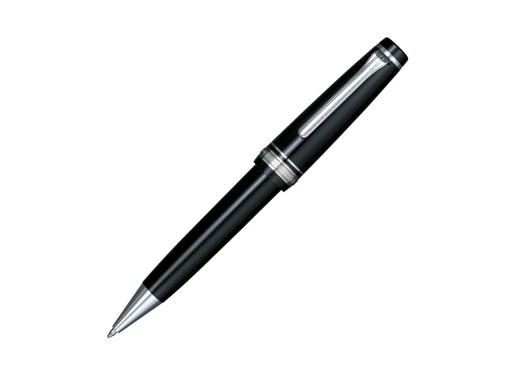 Stylo bille Sailor Professional Gear Silver, Résine, Noir, Attributs chromés