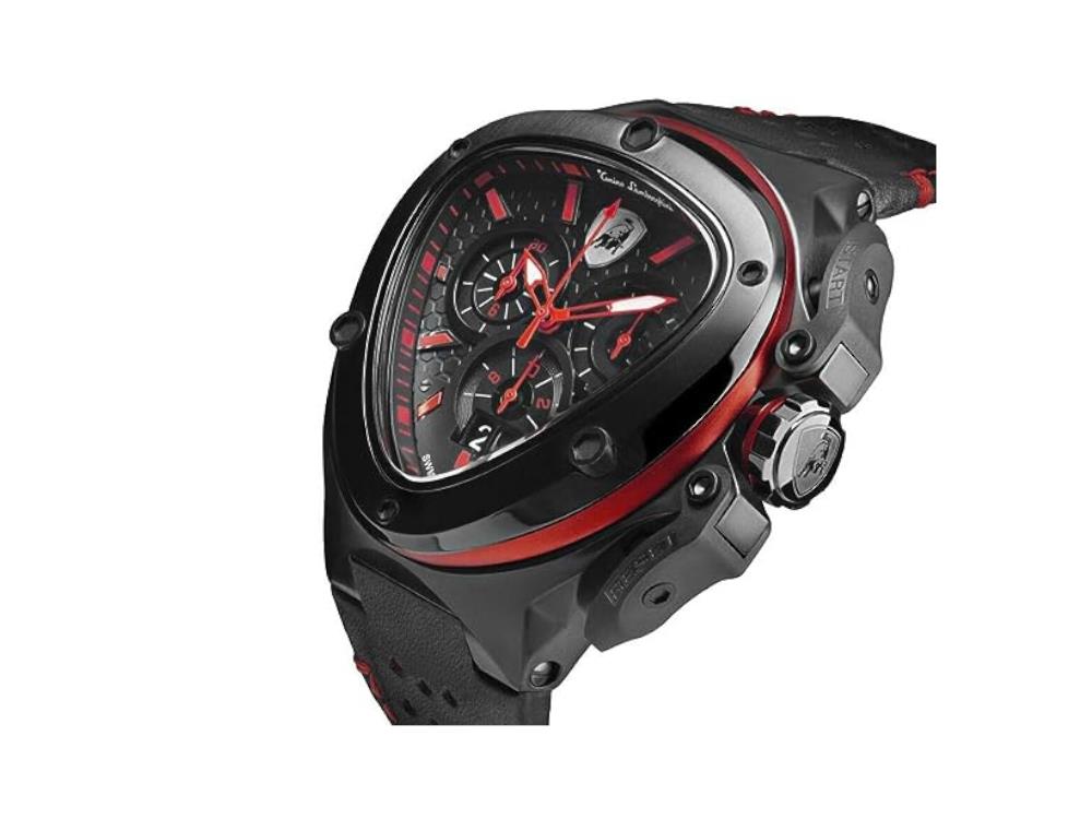 Montre à Quartz Tonino Lamborghini Spyder X Red, Noir, 53 mm, Chronographe, T9XA