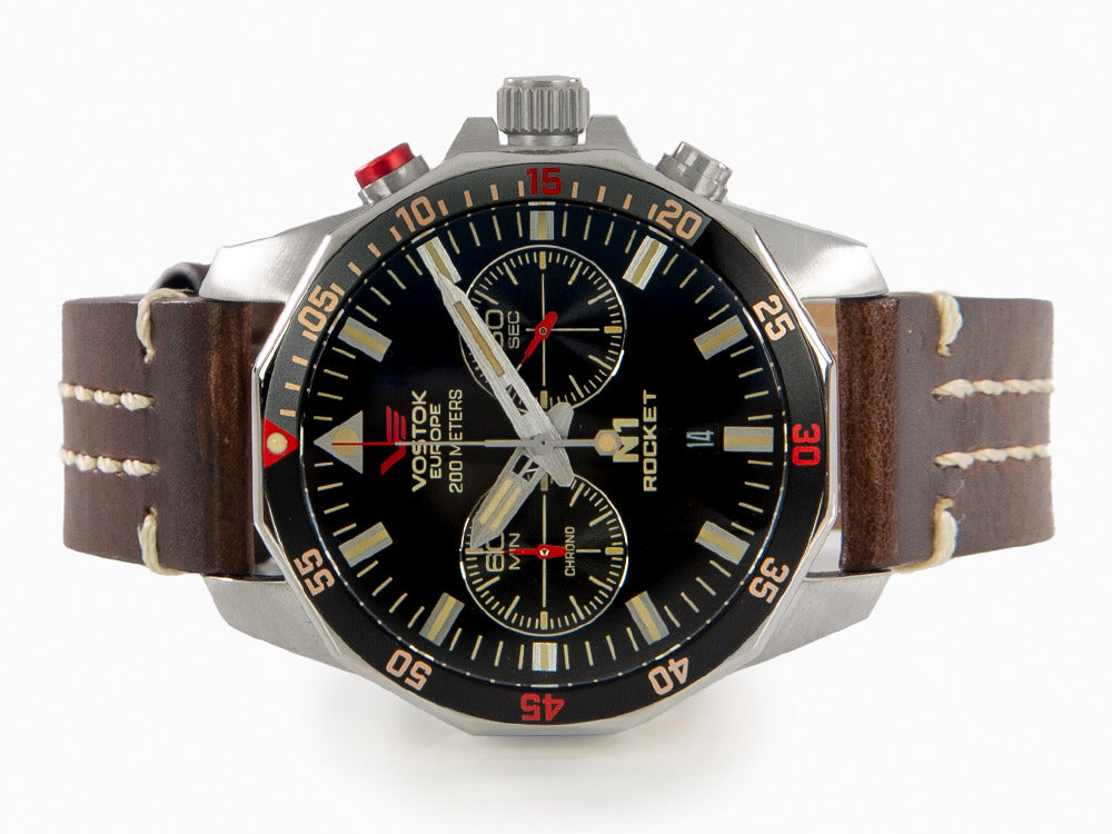 Montre à Quartz Vostok Europe Rocket N-1, Noir, 46mm, Chronographe, 6S21-225A618