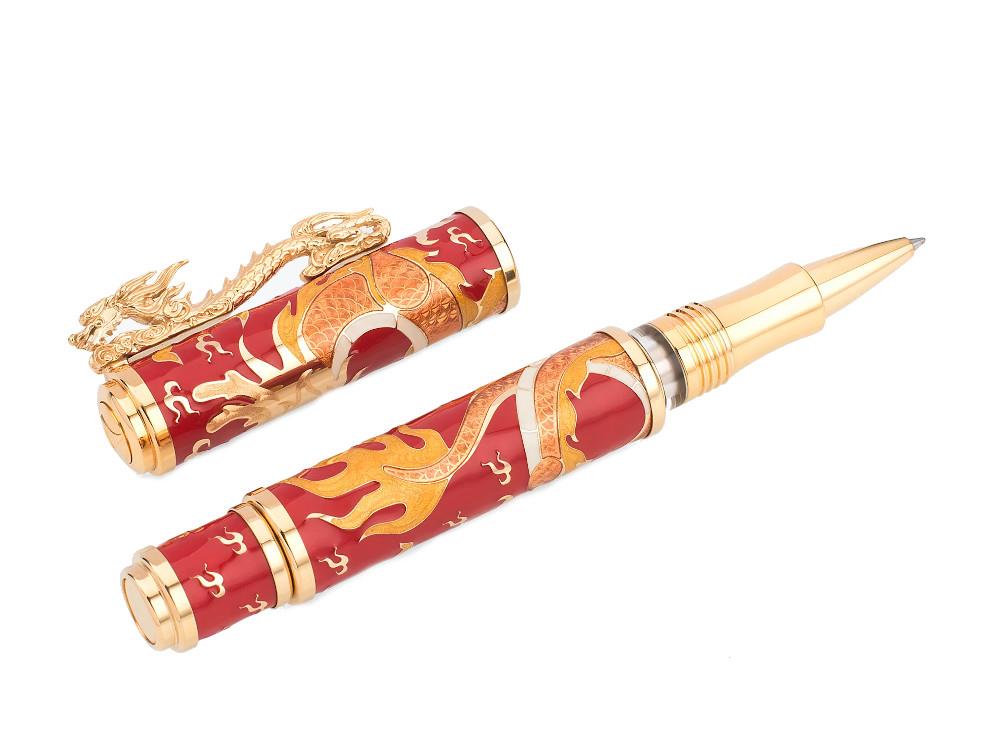 Roller Visconti Year of the Dragon, Argent, Rouge, Edition Limitée, KP48-01-RB