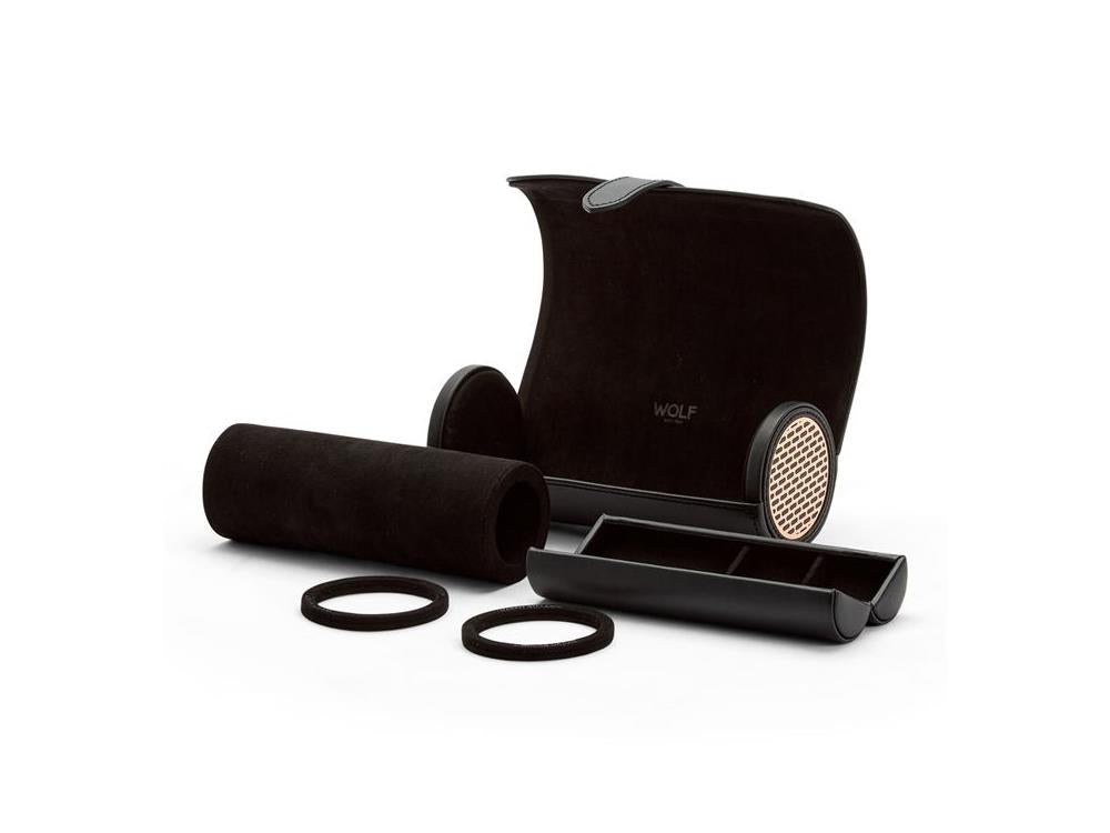 Étui WOLF Axis, 3 Montres, Noir, Cuir, 488416