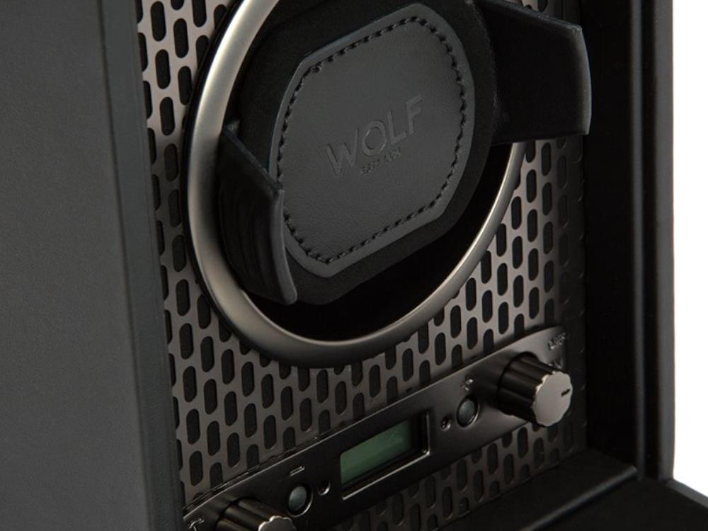 Remontoir WOLF Axis, 1 Montre, Noir, Cuir Vegan, 469103