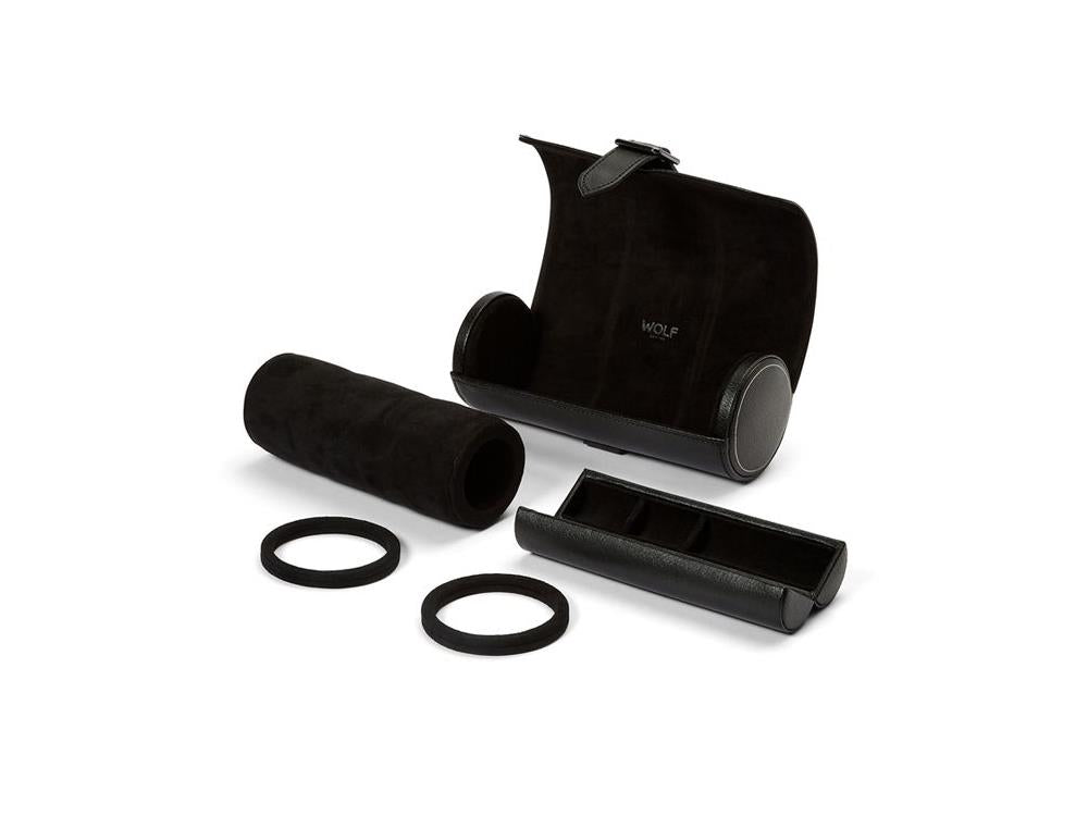 Étui WOLF British Racing, 3 Montres, Noir, Cuir, 792902