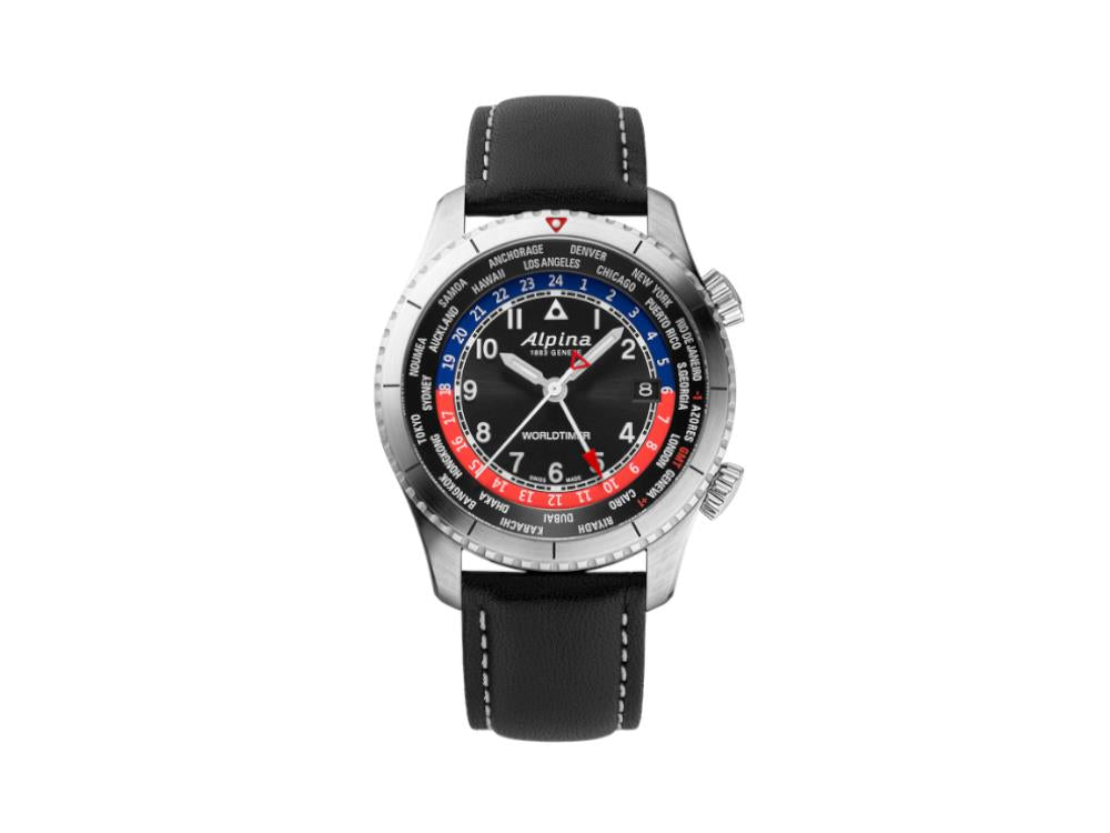 Montre à Quartz Alpina Startimer Pilot Worldtimer, 41 mm, Noir,  AL-255BRB4S26