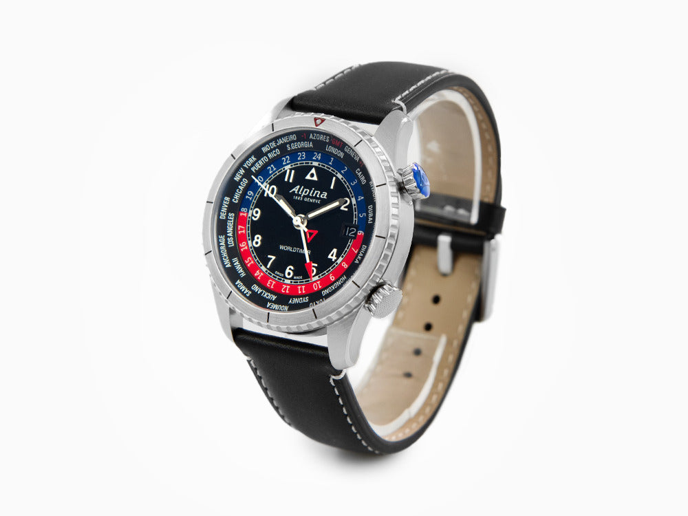 Montre à Quartz Alpina Startimer Pilot Worldtimer, 41 mm, Noir,  AL-255BRB4S26