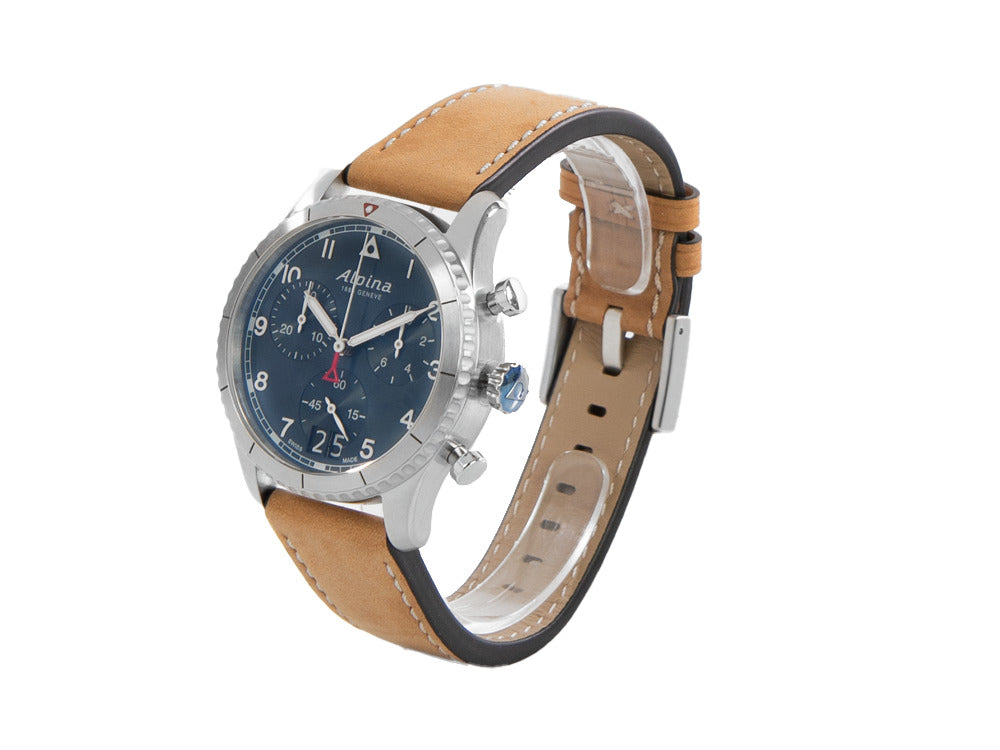 Montre à Quartz Alpina Startimer Pilot, 41 mm, Bleu, Jour, AL-372NW4S26