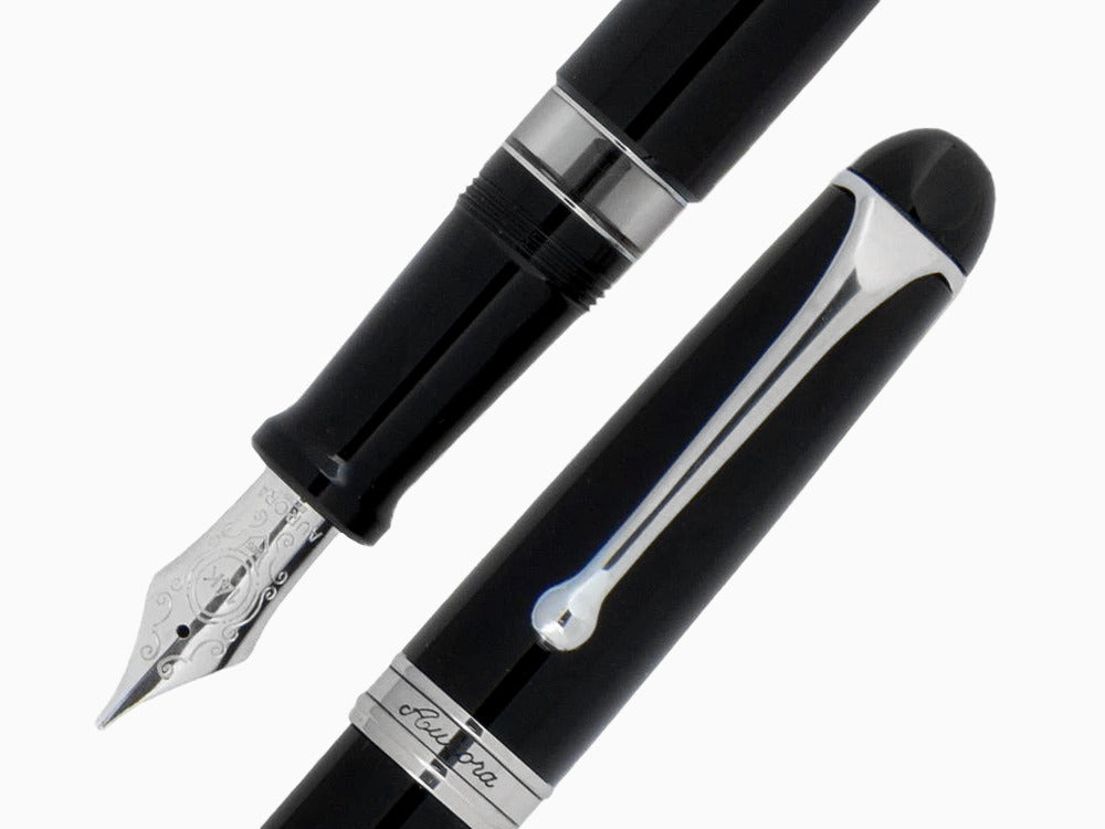 Stylo Plume Aurora 88 Big, Résine Noire, Attributs chromés, 800C