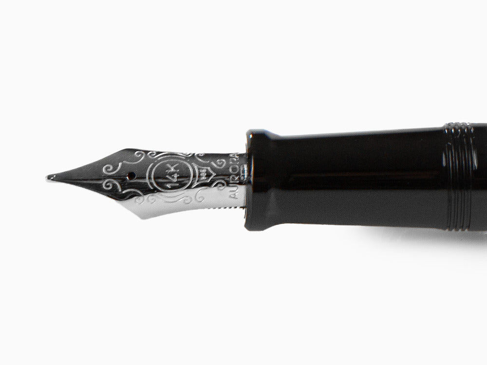 Stylo Plume Aurora 88 Big, Résine Noire, Attributs chromés, 806