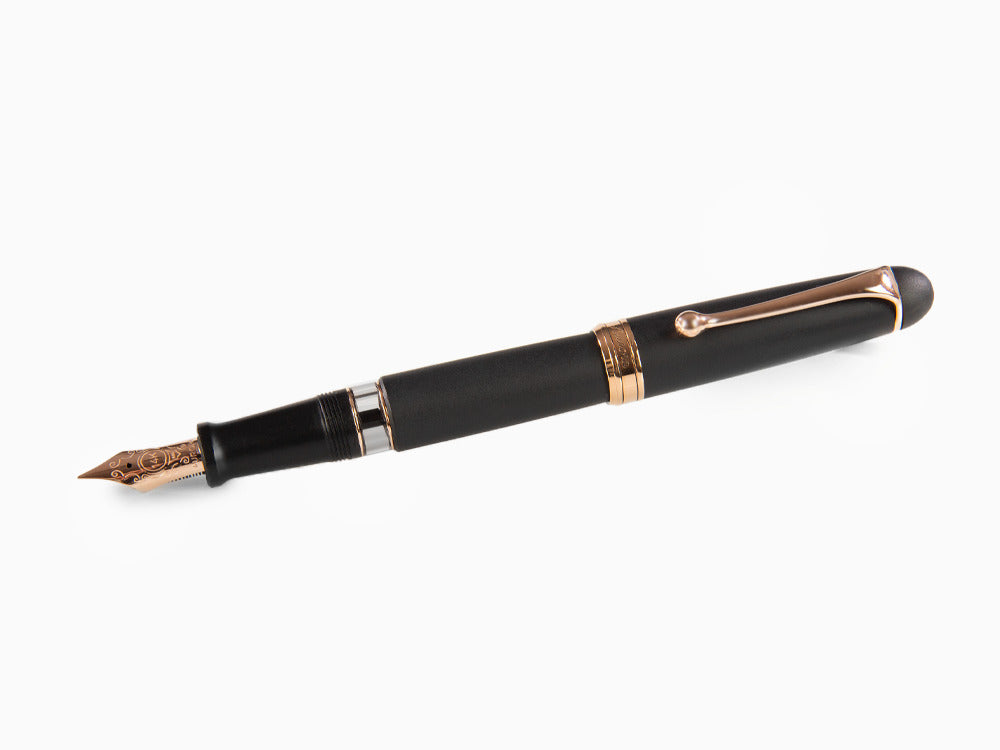 Stylo Plume Aurora 88 Black Satin, Attributs Or rose, 809-PN