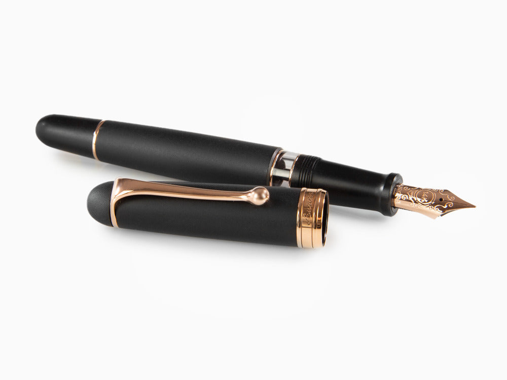 Stylo Plume Aurora 88 Black Satin, Attributs Or rose, 809-PN