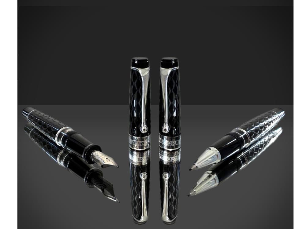 Stylo Plume Aurora Optima Rombo Guilloché, Attributs Chromés, 997-CRBN
