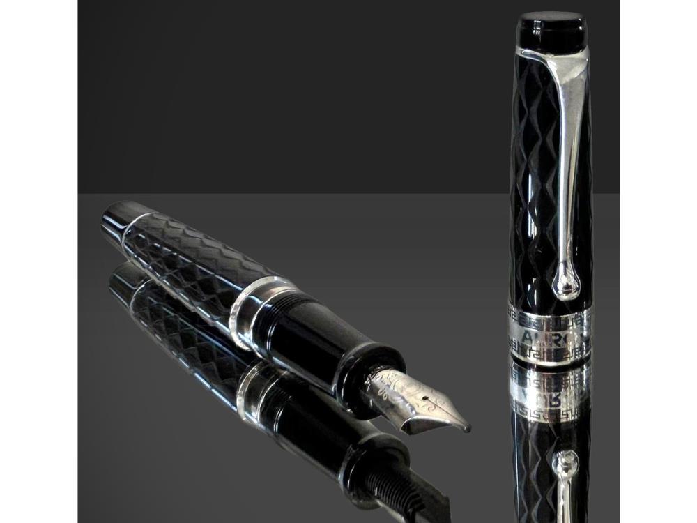 Stylo Plume Aurora Optima Rombo Guilloché, Attributs Chromés, 997-CRBN