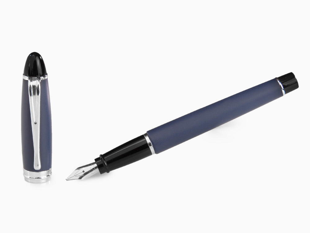 Stylo Plume Aurora Ipsilon Satin - Résine Bleue et Chrome - B10B