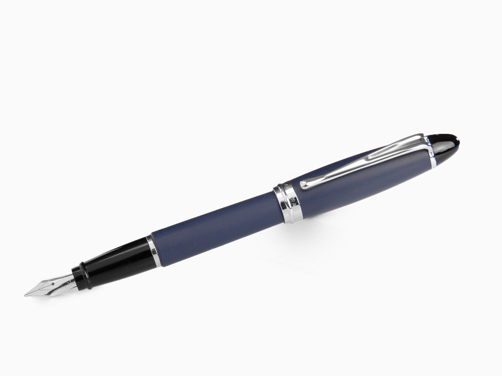 Stylo Plume Aurora Ipsilon Satin - Résine Bleue et Chrome - B10B