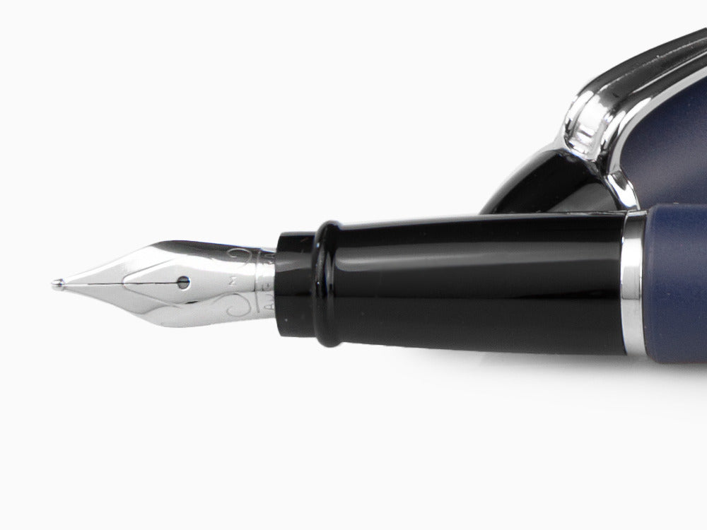 Stylo Plume Aurora Ipsilon Satin - Résine Bleue et Chrome - B10B