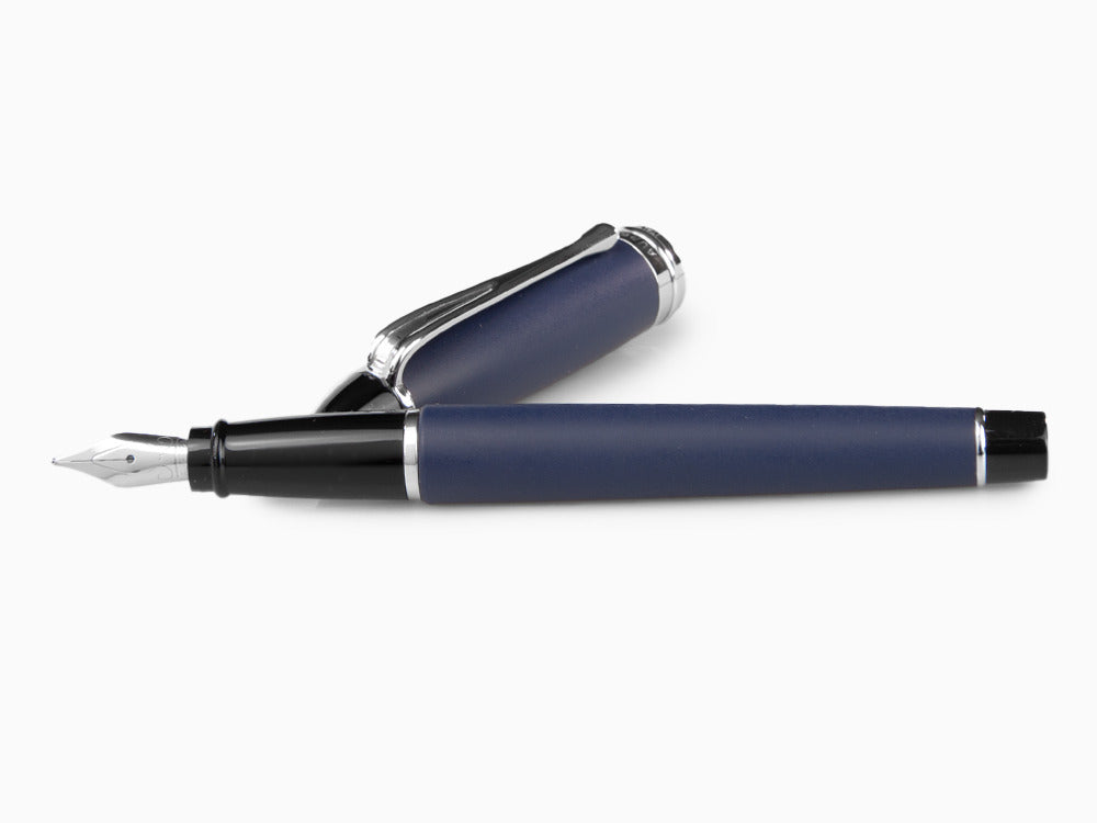 Stylo Plume Aurora Ipsilon Satin - Résine Bleue et Chrome - B10B