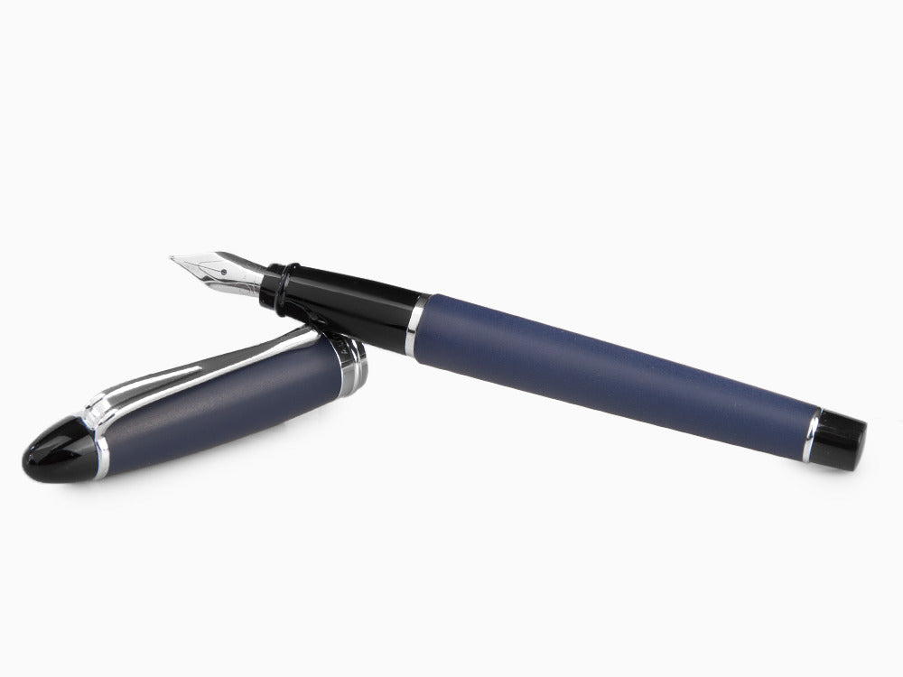 Stylo Plume Aurora Ipsilon Satin - Résine Bleue et Chrome - B10B