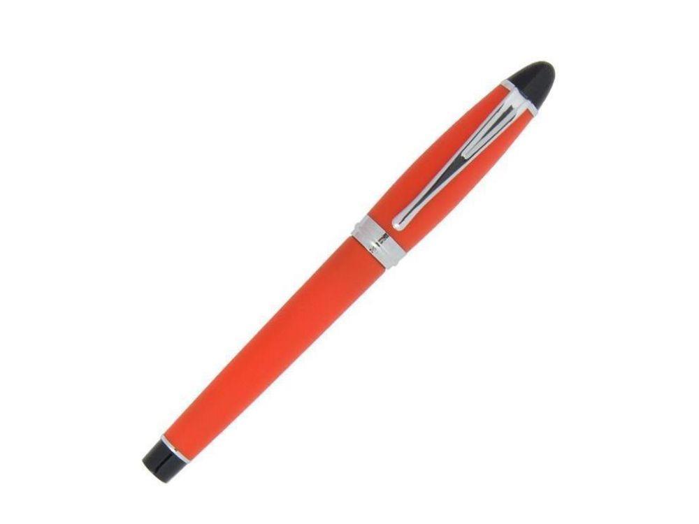 Stylo Plume Aurora Ipsilon Satin - Résine Orange et Chrome - B10O