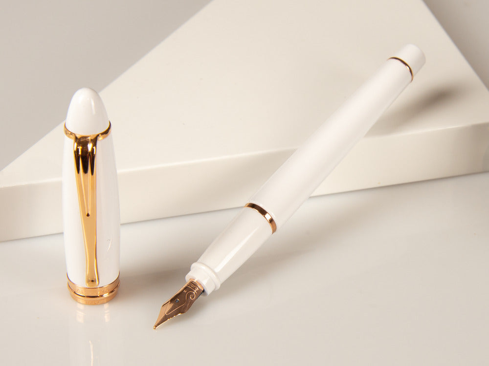 Stylo Plume Aurora Ipsilon Hiver, Résine, Blanc, Or Rose, B11-PW