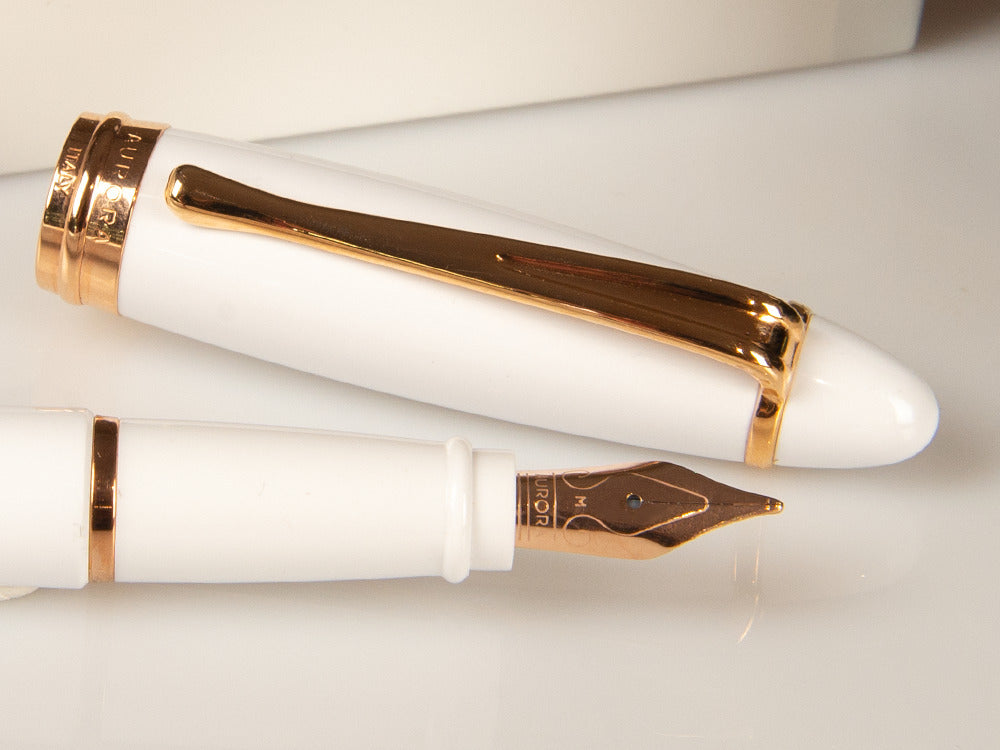 Stylo Plume Aurora Ipsilon Hiver, Résine, Blanc, Or Rose, B11-PW