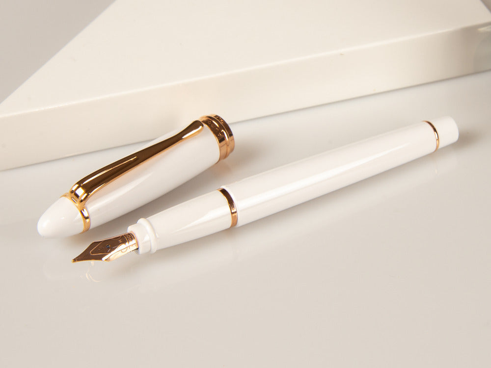 Stylo Plume Aurora Ipsilon Hiver, Résine, Blanc, Or Rose, B11-PW