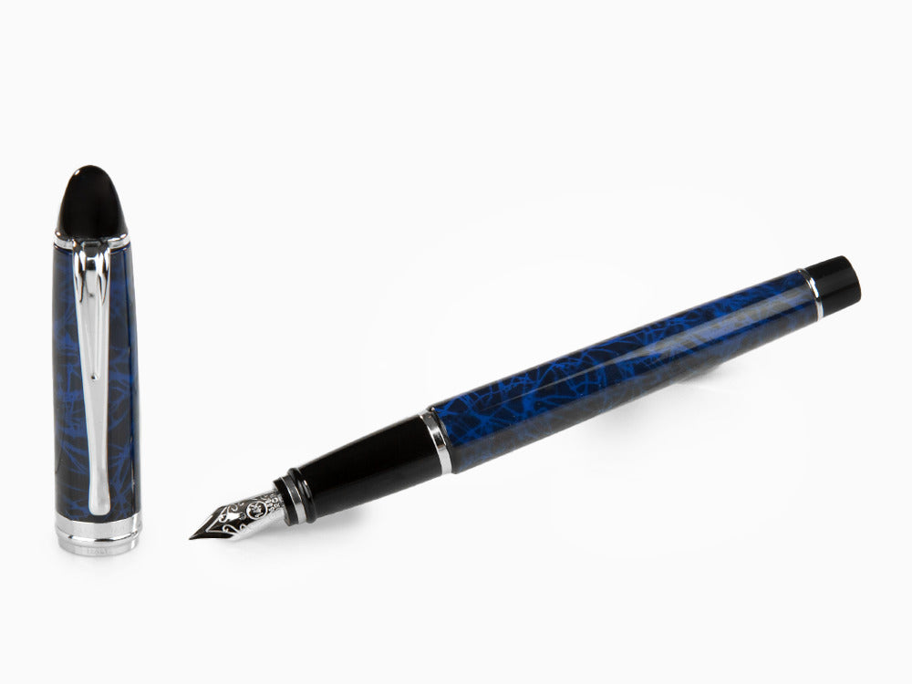 Stylo Plume Aurora Ipsilon Blue Night, Laque, Bleu, Chrome, B13-CB