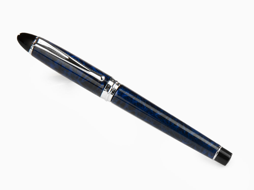 Stylo Plume Aurora Ipsilon Blue Night, Laque, Bleu, Chrome, B13-CB
