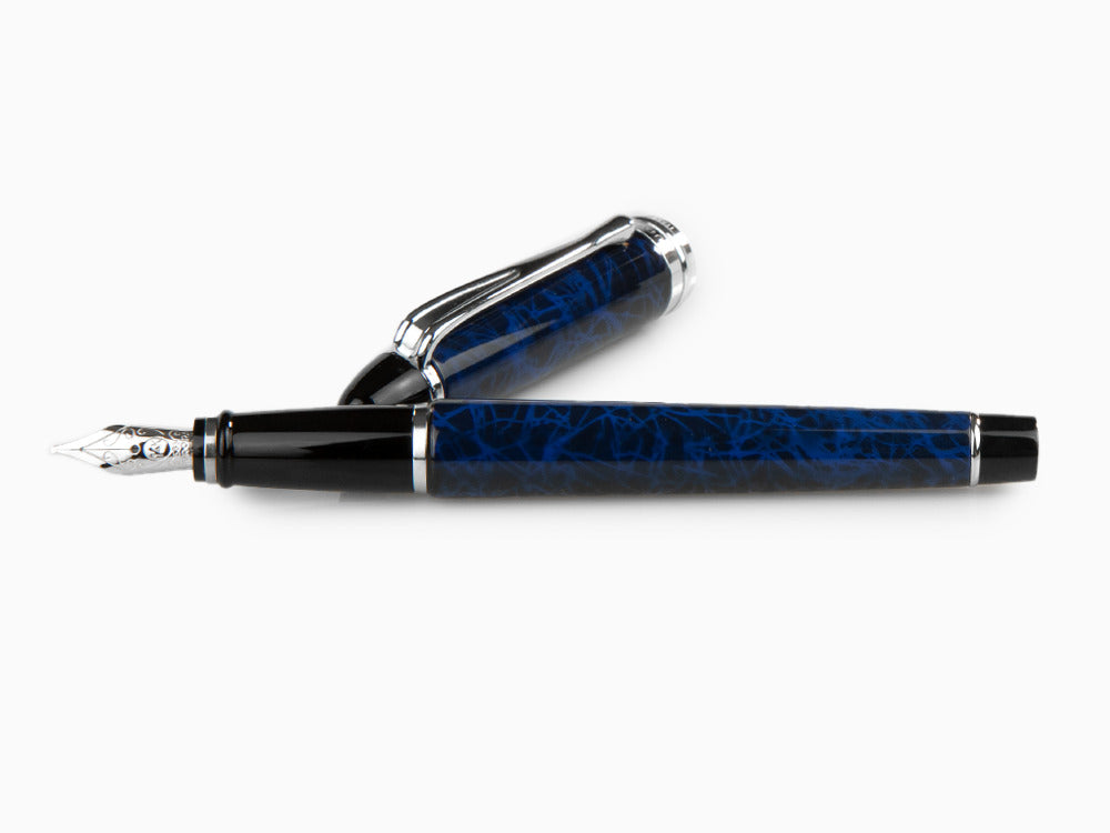Stylo Plume Aurora Ipsilon Blue Night, Laque, Bleu, Chrome, B13-CB
