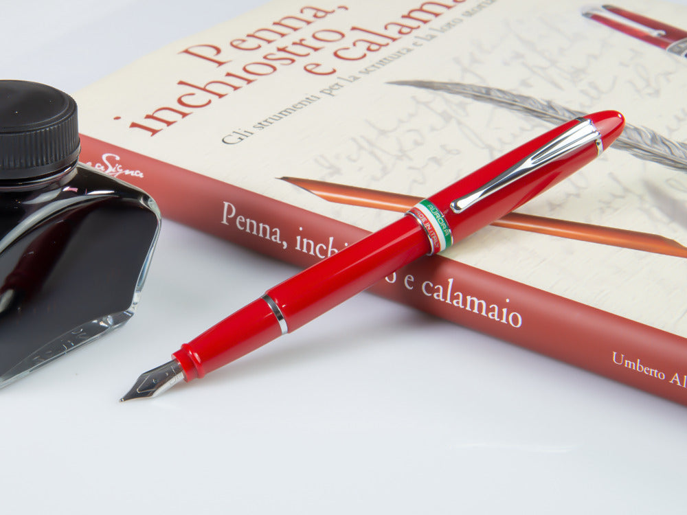 Stylo Plume Aurora Ipsilon Italia, Résine, Rouge, Attributs Chromés