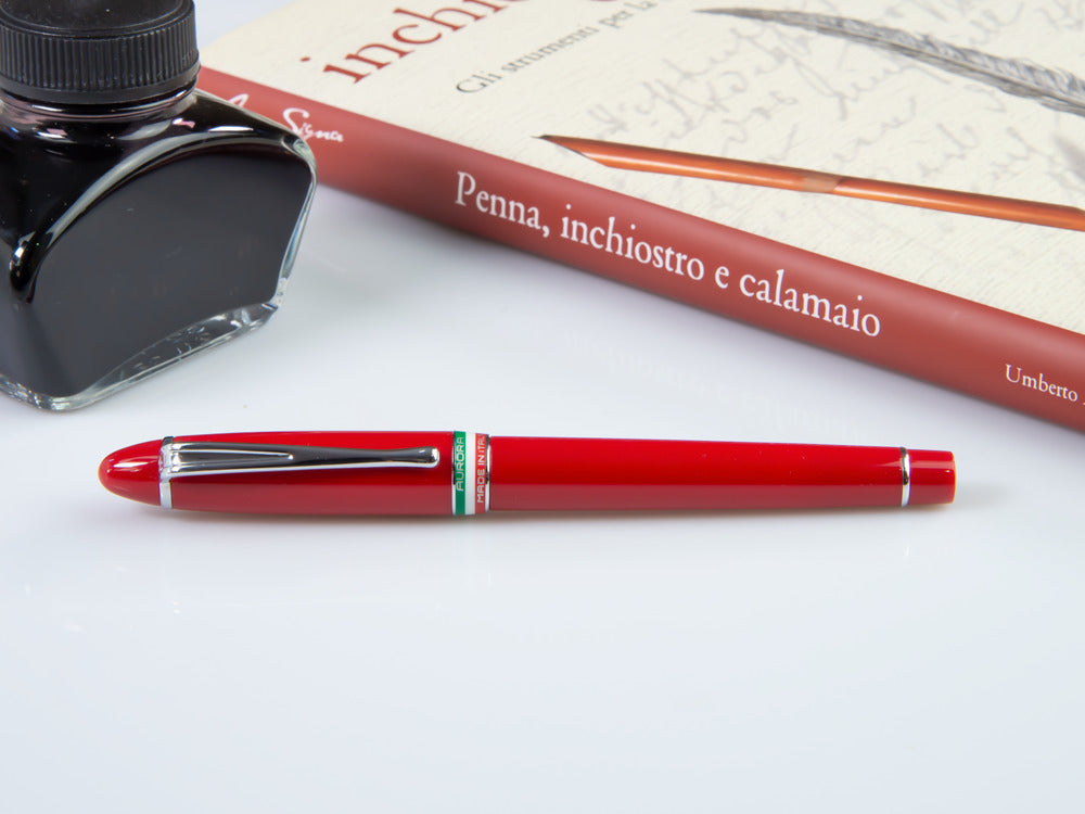 Stylo Plume Aurora Ipsilon Italia, Résine, Rouge, Attributs Chromés