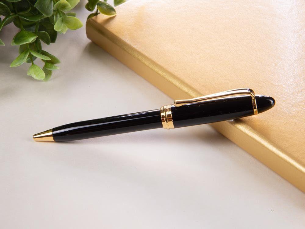 Stylo bille Aurora Ipsilon, Résine Noire, Attributs or, B32N