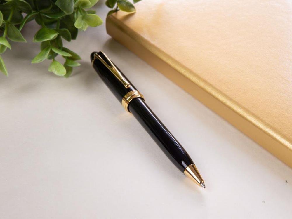 Stylo bille Aurora Ipsilon, Résine Noire, Attributs or, B32N