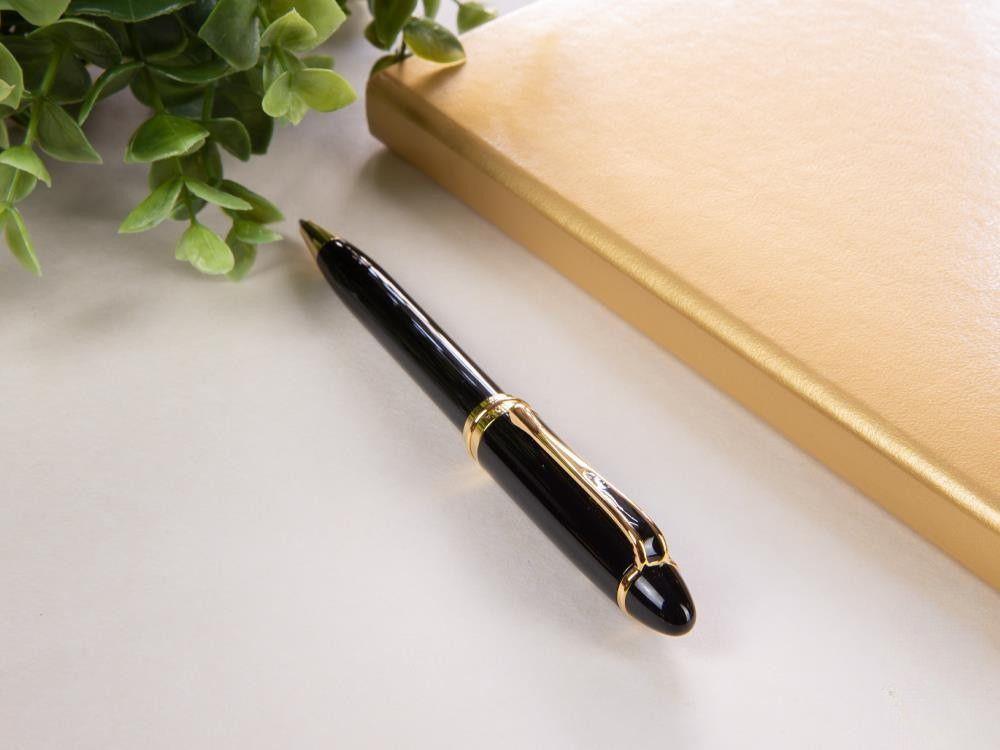 Stylo bille Aurora Ipsilon, Résine Noire, Attributs or, B32N