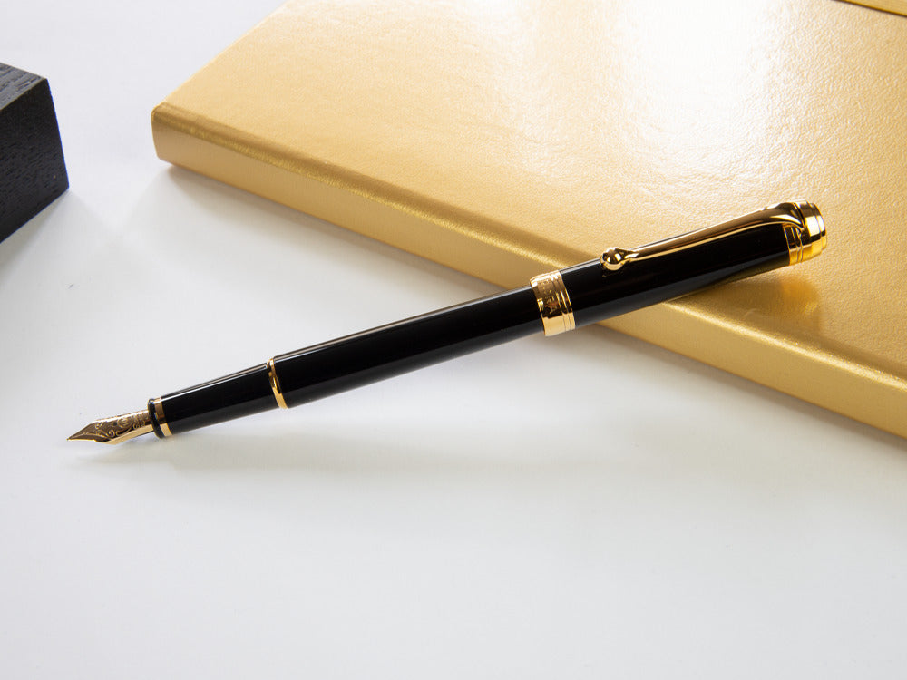 Stylo Plume Aurora Talentum Finesse, Résine, Attributs or, Noir, D13-DN