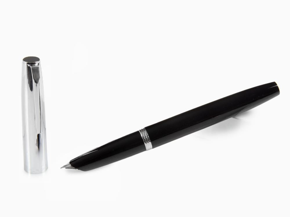 Stylo Plume Aurora Duo-Cart, Résine Noire, Chrome, DC57-CNM