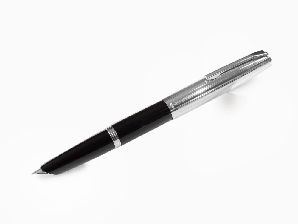Stylo Plume Aurora Duo-Cart, Résine Noire, Chrome, DC57-CNM