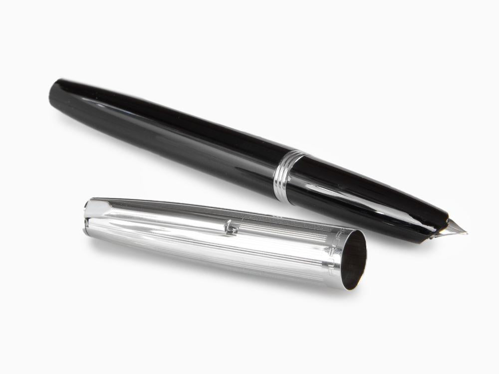 Stylo Plume Aurora Duo-Cart, Résine Noire, Chrome, DC57-CNM