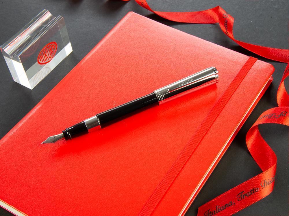 Stylo Plume Aurora TU, Résine, Attributs Chromés, Noir, T11CN