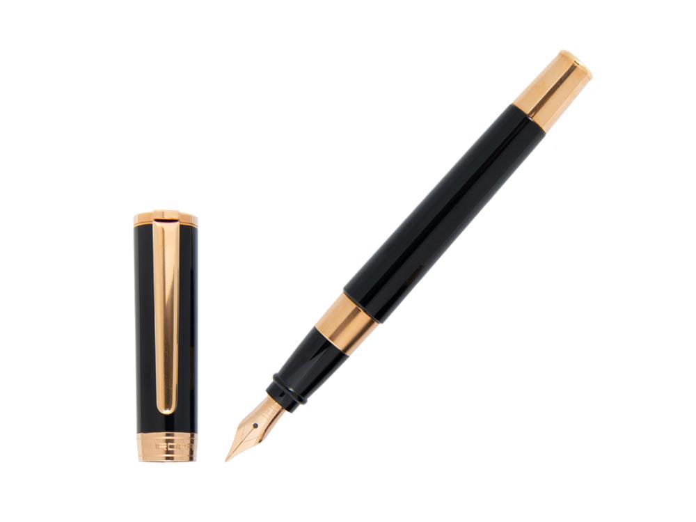 Stylo Plume Aurora TU, Résine, PVD Or Rosé, Noir, T11PN