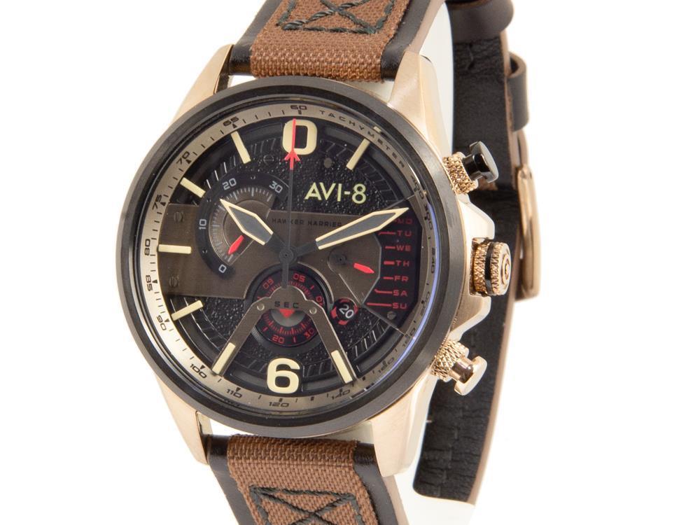 Montre à Quartz AVI-8 Hawker Harrier II, PVD Or, Noir, 43 mm, AV-4056-06