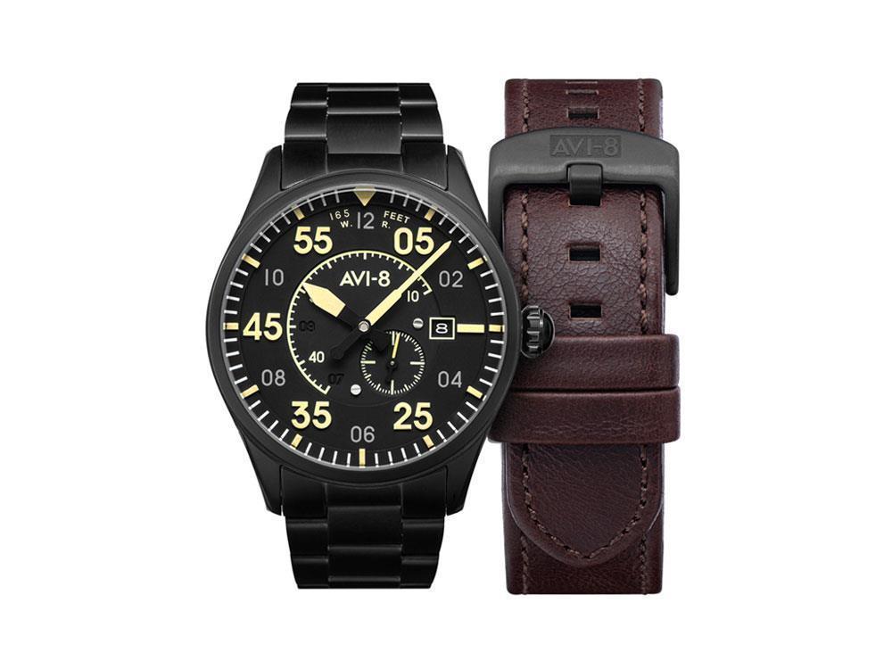 Montre Automatique AVI-8 Spitfire, PVD, Noir, 42 mm, Acier, AV-4073-33