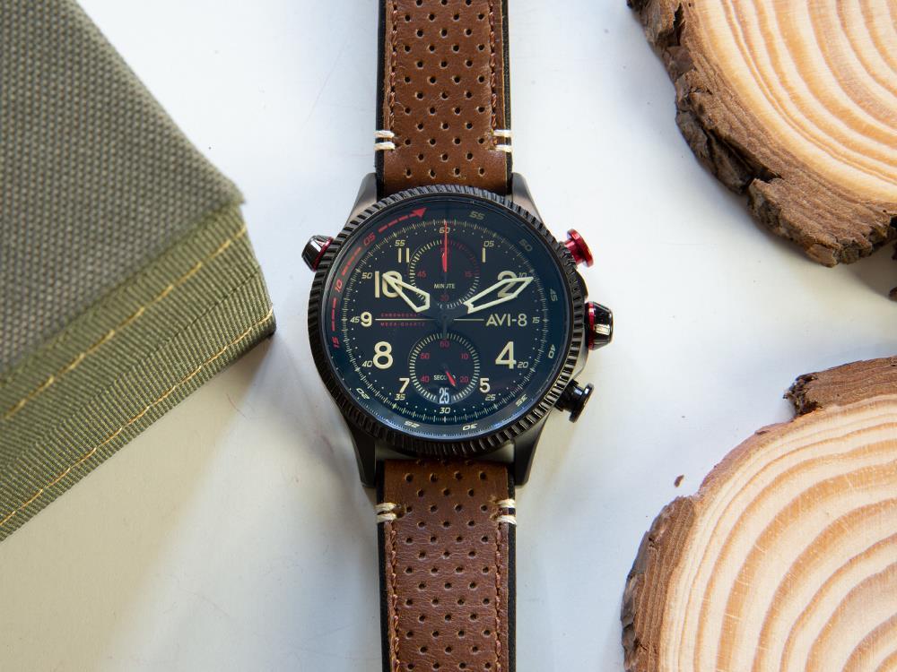 Montre à Quartz AVI-8 Hawker Hunter Duke Chronograph Tangmere, Noir, AV-4080-04