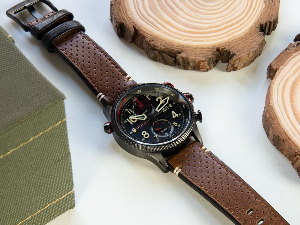 Montre à Quartz AVI-8 Hawker Hunter Duke Chronograph Tangmere, Noir, AV-4080-04