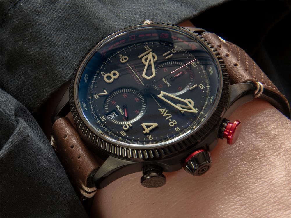 Montre à Quartz AVI-8 Hawker Hunter Duke Chronograph Tangmere, Noir, AV-4080-04