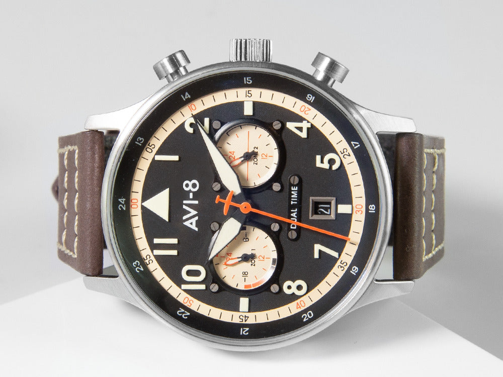 Montre à Quartz AVI-8 Hawker Hurricane Carey Dual Time Manston, Noir, AV-4088-01